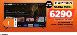 Power Thomson 65" UHD Google TV Google Assistant röststyrning erbjuda