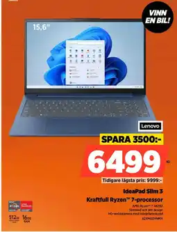 Power Lenovo IdeaPad Slim 3 Kraftfull Ryzen™ 7-processor erbjuda