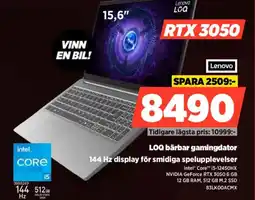 Power RTX 3050 Lenovo 144 Hz display för smidiga spelupplevelser erbjuda