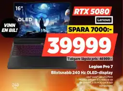 Power RTX 5080 Lenovo Legion Pro 7 Blixtsnabb 240 Hz OLED-display erbjuda