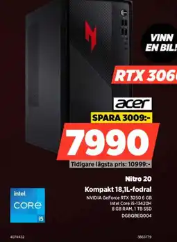 Power RTX 3060 acer Nitro 20 Kompakt 18,1L-fodral erbjuda