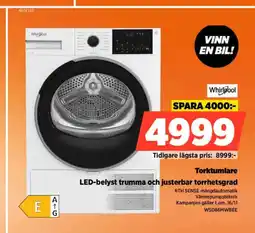 Power Whirlpool Torktumlare LED-belyst trumma och justerbar torrhetsgrad erbjuda
