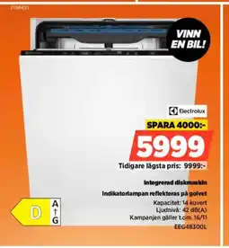 Power Electrolux Integrerad diskmaskin Indikatorlampan reflekteras på golvet erbjuda