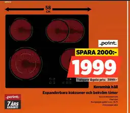 Power point Keramisk häll Expanderbara kokzoner och bekväm timer erbjuda