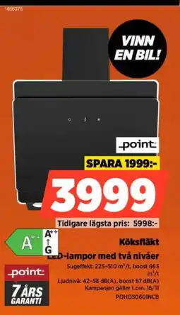 Power Point Köksfläkt LED-lampor med två nivåer erbjuda