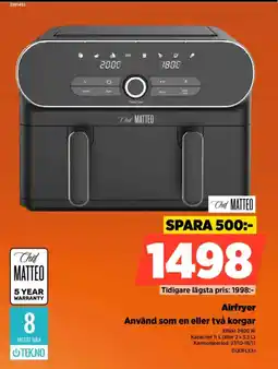 Power Använd som en eller två korgar Chef MATTEO Airfryer erbjuda