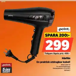 Power Point hårfön en praktisk utdragbar kabel! erbjuda