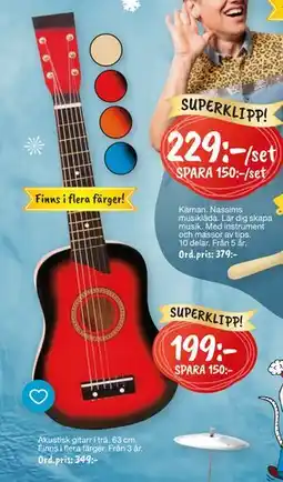 Leklust Akustisk gitarr i trä. 63 cm, SEK 199 erbjuda