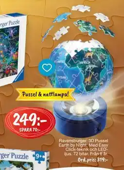 Leklust Ravensburger 3D Pussel Earth by Night, SEK 249 erbjuda