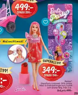 Leklust Barbie GlamParty Unboxed. SPA-docka., SEK 349 erbjuda