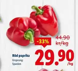 Lidl Röd paprika, SEK 29.9 erbjuda