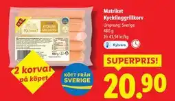 Lidl Matriket Kycklinggrillkorv, SEK 20.9 erbjuda