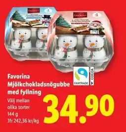 Lidl Favorina Mjölkchokladsnögubbe med fyllning, SEK 34.9 erbjuda