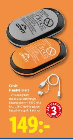 Lidl Crivit Handvärmare, SEK 149 erbjuda