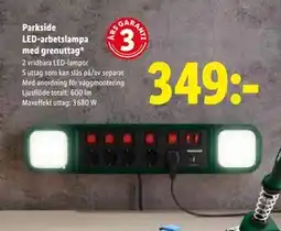 Lidl Parkside LED-arbetslampa med grenuttag, SEK 349 erbjuda