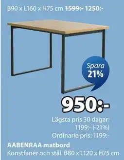 JYSK AABENRAA matbord erbjuda
