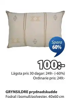 JYSK GRYNSILDRE prydnadskudde, SEK 100 erbjuda