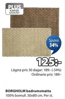 JYSK BORGHOLM badrumsmatta, SEK 125 erbjuda