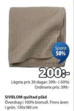 JYSK SIVBLOM quiltad pläd, SEK 200 erbjuda