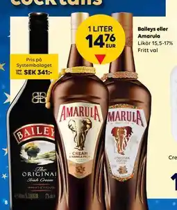 Border Shop Baileys eller Amarula, EUR 14.76 erbjuda