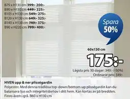 JYSK HVEN upp & ner plisségardin erbjuda