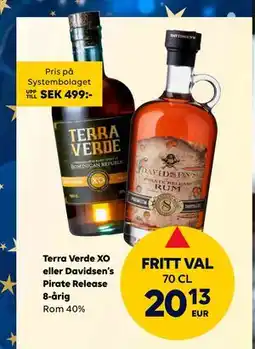 Border Shop Terra Verde XO eller Davidsen’s Pirate Release 8-årig, EUR 20.13 erbjuda