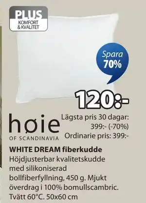JYSK WHITE DREAM fiberkudde., SEK 120 erbjuda
