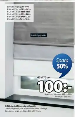 JYSK BOLGA mörkläggande rullgardin erbjuda