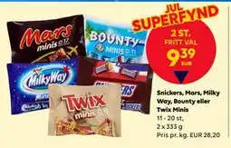 Border Shop Snickers, Mars, Milky Way, Bounty eller Twix Minis, EUR 9.39 erbjuda
