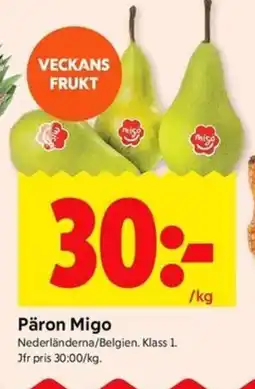 ICA Kvantum Päron Migo erbjuda