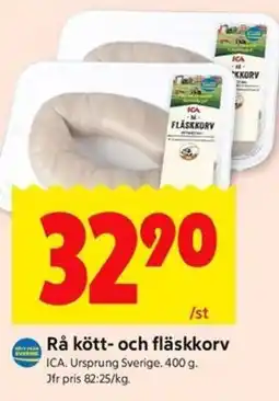 ICA Kvantum ICA Rå kött- och fläskkorv erbjuda