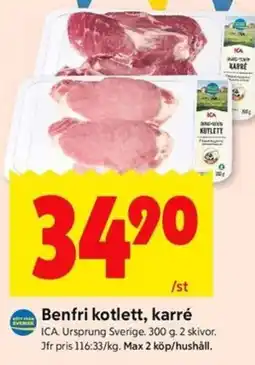 ICA Kvantum ICA Benfri kotlett, karré erbjuda