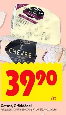 ICA Kvantum Falbygdens, Kvibille Getost, Gräddädel erbjuda