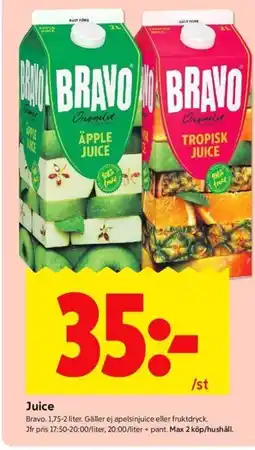 ICA Kvantum BRAVO Juice erbjuda
