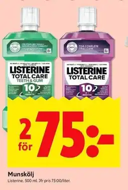 ICA Kvantum Listerine Munskölj erbjuda