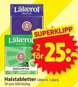 ICA Supermarket Läkerol Halstabletter erbjuda
