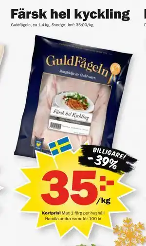 Pekås Färsk hel kyckling, Medlemspris erbjuda