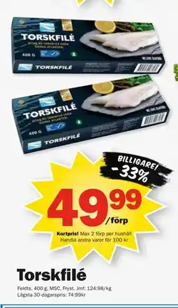 Pekås Torskfilé, Medlemspris erbjuda