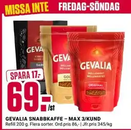 ÖoB GEVALIA SNABBKAFFE – MAX 3/KUND, SEK 69 erbjuda