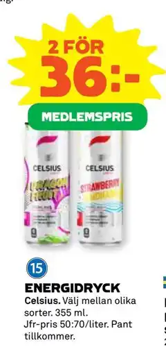 Coop Daglivs ENERGIDRYCK, Medlemspris erbjuda