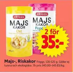 ICA Supermarket FRIGGS Majs-, Riskakor erbjuda