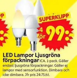ICA Supermarket LED Lampor Ljusgröna förpackningar erbjuda
