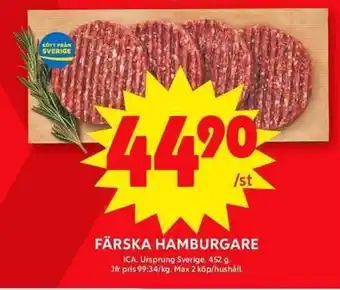 ICA Maxi Färska hamburgare erbjuda