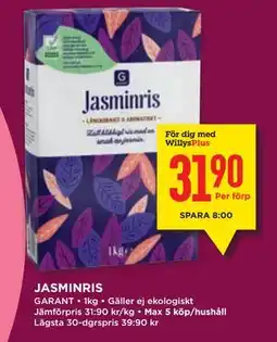 Willys JASMINRIS, Medlemspris erbjuda