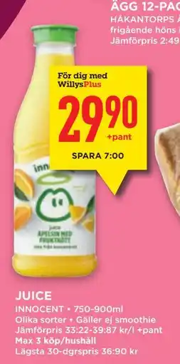 Willys JUICE, Medlemspris erbjuda