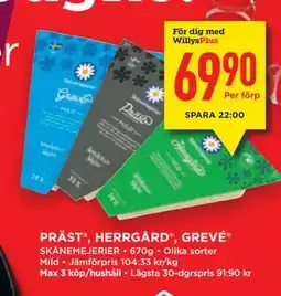 Willys PRÄST , HERRGÅRD , GREVÉ , Medlemspris erbjuda