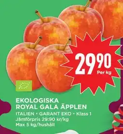 Willys EKOLOGISKA ROYAL GALA ÄPPLEN, SEK 29.9 erbjuda