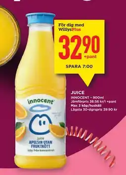 Willys Hemma JUICE, Medlemspris erbjuda