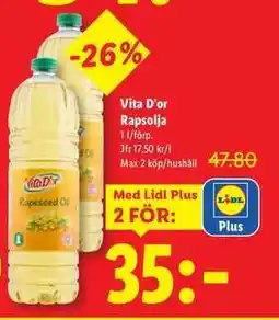Lidl VITA D'OR Rapsolja erbjuda