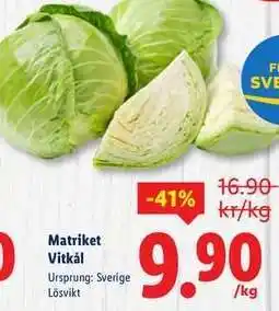 Matriket Vitkål